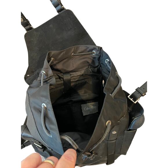 Calvin Klein Leather TopLoading Backpack - Picture 3 of 4